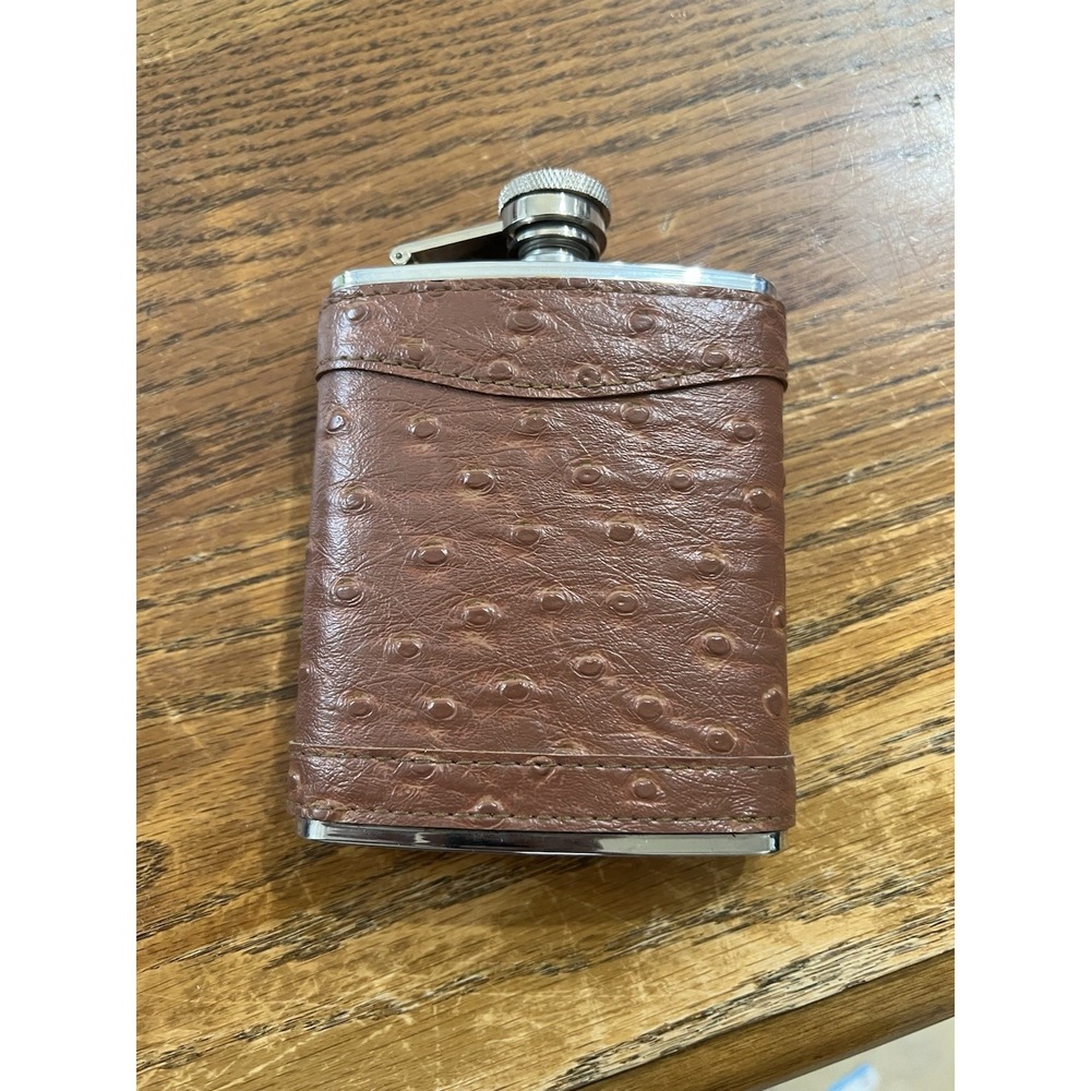 Pier 1 Imports Faux Leather Wrapped Stainless Steel Flask - 18/8